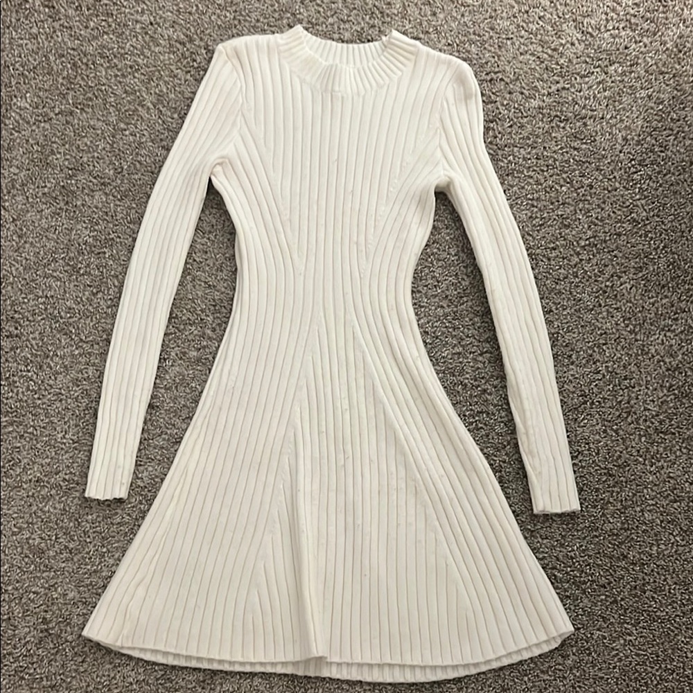 Hollister White Ribbed Sweater Dress